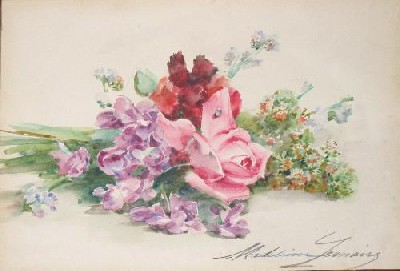 Jetée de roses et de fleurs des champs