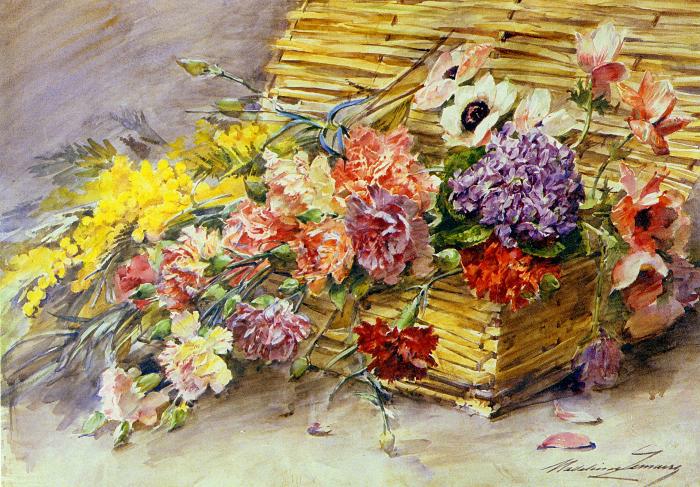 Panier de fleurs provençales