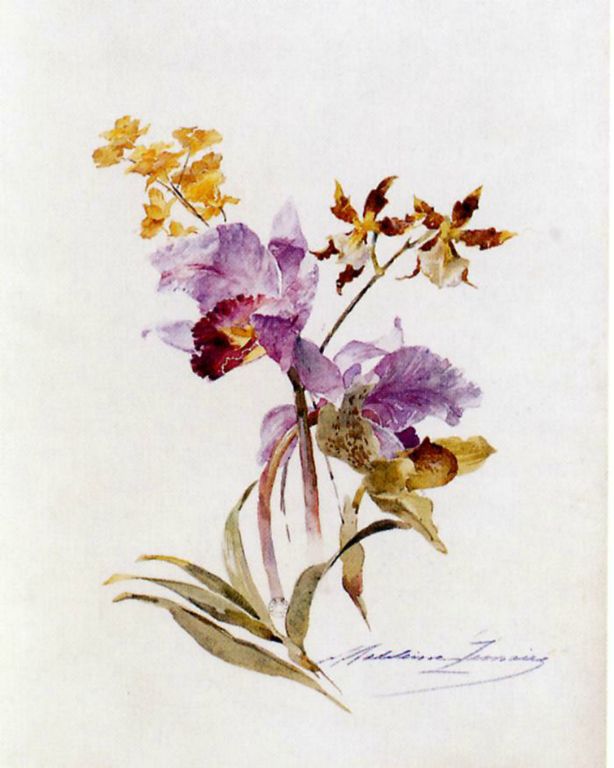 Fleurs dans l'album amicorum de Mme José Maria de Hérédia