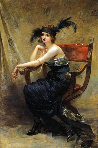 Femme assise dans un fauteuil Dagobert